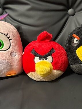 Angry Birds Plush Bundle Red Black + Pink Bird Stuffed Toys Lot